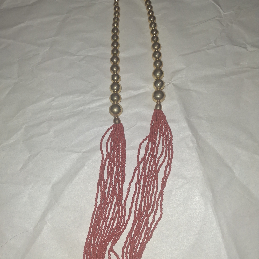 Gold and Red Beaded Necklace